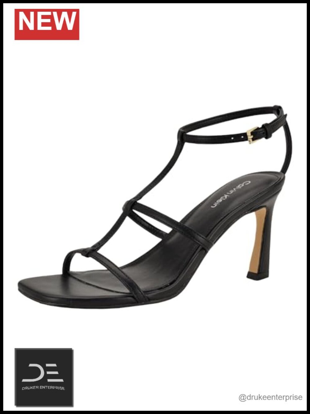 Faux Leather Open Toe Heeled Sandals with Buckle Closure